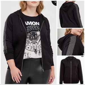 Torrid Jeweled Zip Hoodie-Ultra Soft Fleece-Black